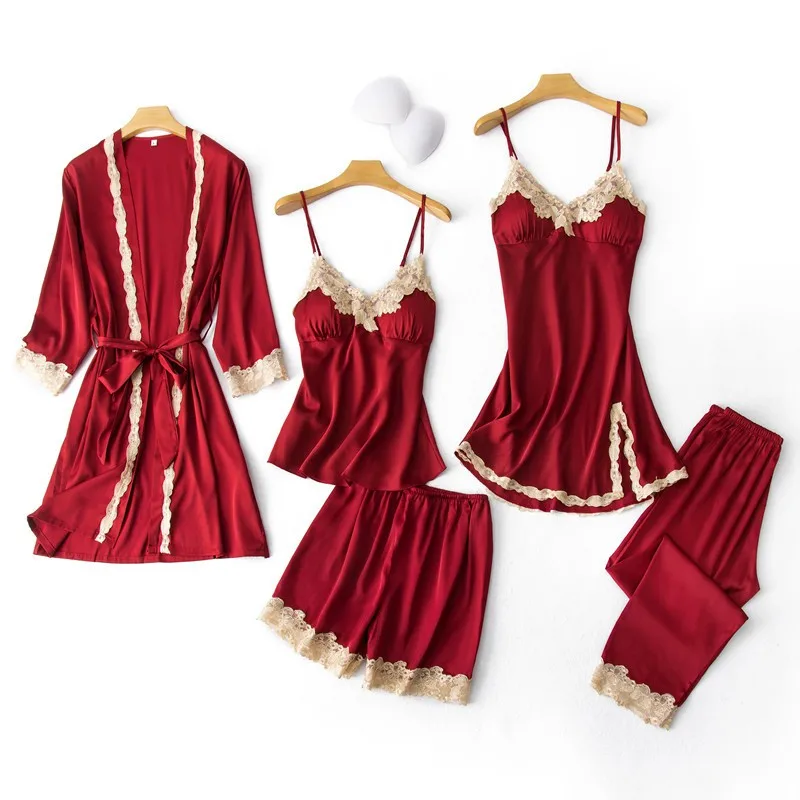 Lace Pajamas Suit Women Satin Sleepwear Sexy Nightwear Home Wear Loose Kimono Robe Gown V-Neck Nightgown Summer Pyjamas
Lace Pajamas Suit Women Satin Sleepwear Sexy Nightwear Home Wear Loose Kimono Robe Gown V-Neck Nightgown Summer Pyjamas