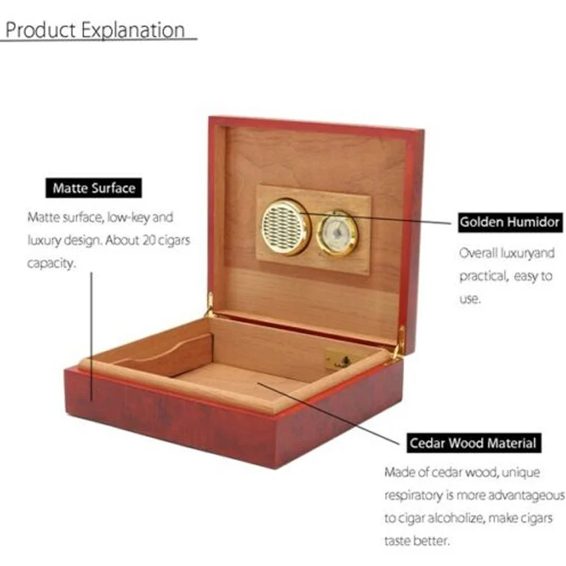 Cedar Wood Lined Cigar Humidor Storage Case Box with Humidifier Hygrometer JAN88
Cedar Wood Lined Cigar Humidor Storage Case Box with Humidifier Hygrometer JAN88