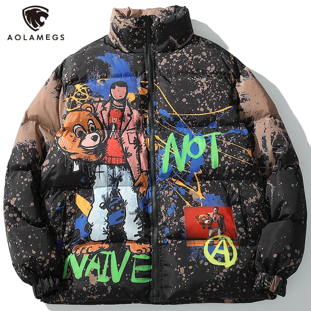 Aolamegs Winter Jacket Men Hit Color Inkjet Cool Boy Cute Bear Letter Zipper Coats Casual Fashion Hip Hop Warm Couple Streetwear
Aolamegs Winter Jacket Men Hit Color Inkjet Cool Boy Cute Bear Letter Zipper Coats Casual Fashion Hip Hop Warm Couple Streetwear