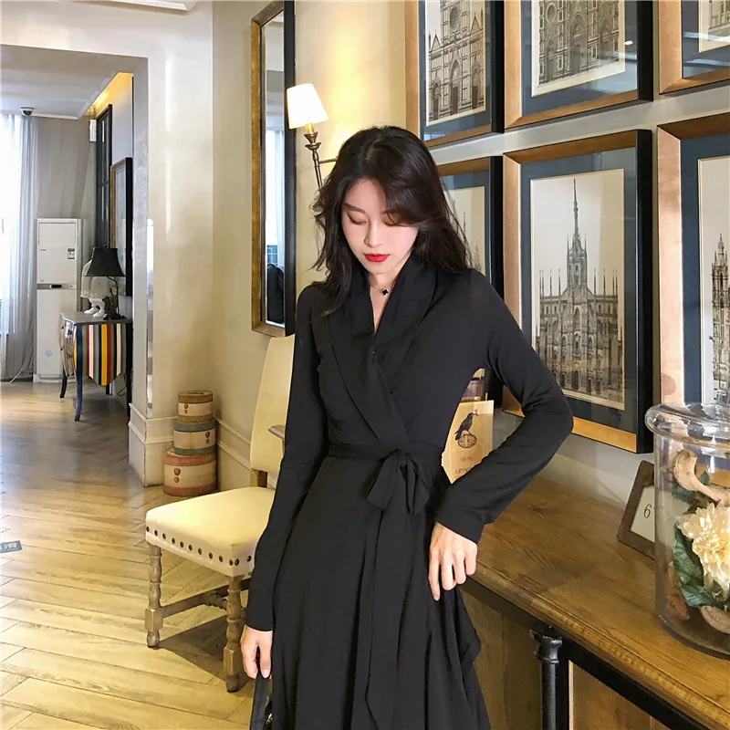 New Spring Autumn Slim Dresses Turn Down Collar Ruffles Knitted Bandage Party Split Dress Women Solid Color Long Vestidos
New Spring Autumn Slim Dresses Turn Down Collar Ruffles Knitted Bandage Party Split Dress Women Solid Color Long Vestidos