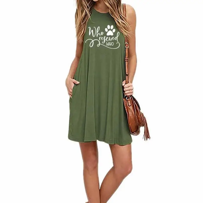 Who Rescued Who Letters Dog Paw Printing Sleeveless Dress Vintage Casual Pockets Dress Women Summer Loose Pullover Dresses
Who Rescued Who Letters Dog Paw Printing Sleeveless Dress Vintage Casual Pockets Dress Women Summer Loose Pullover Dresses