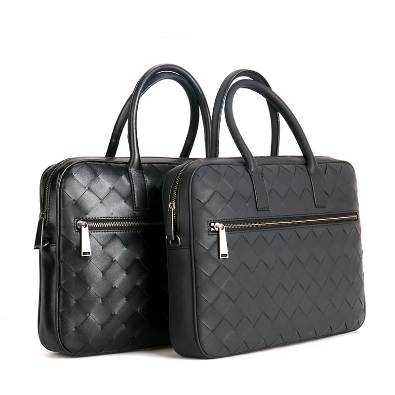 Fashion Woven Cowskin Genuine Leather Top Handle Men's Laptop Bags Male High Quality Business Handbag Black Office Crossbody Bag
Fashion Woven Cowskin Genuine Leather Top Handle Men's Laptop Bags Male High Quality Business Handbag Black Office Crossbody Bag