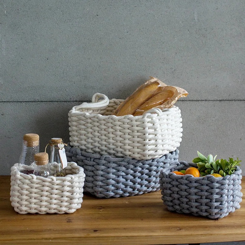 Hand-woven Thick Cotton Rope Storage Basket Nordic Large Capacity Baby Toy Clothes Sundries Desktop Organizer Debris Storage Box
Hand-woven Thick Cotton Rope Storage Basket Nordic Large Capacity Baby Toy Clothes Sundries Desktop Organizer Debris Storage Box