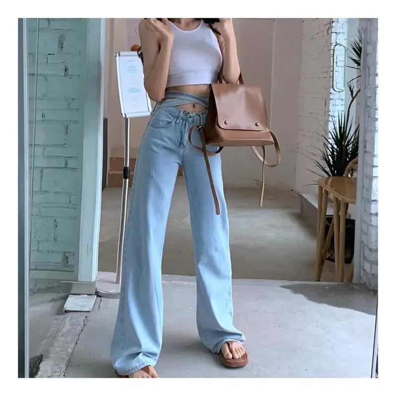 Thin Straight Pants Loose Thin High-waisted Jeans Women's 2021 Summer New Bandage Mopping Wide Leg Pants y2k style jeans women 
Thin Straight Pants Loose Thin High-waisted Jeans Women's 2021 Summer New Bandage Mopping Wide Leg Pants y2k style jeans women