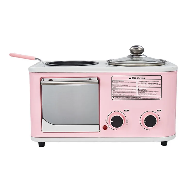 

Electric 3 In 1 Household Breakfast Machine Mini Bread Toaster Baking Oven Omelette Fry Pan Hot Pot Boiler Food Steamer