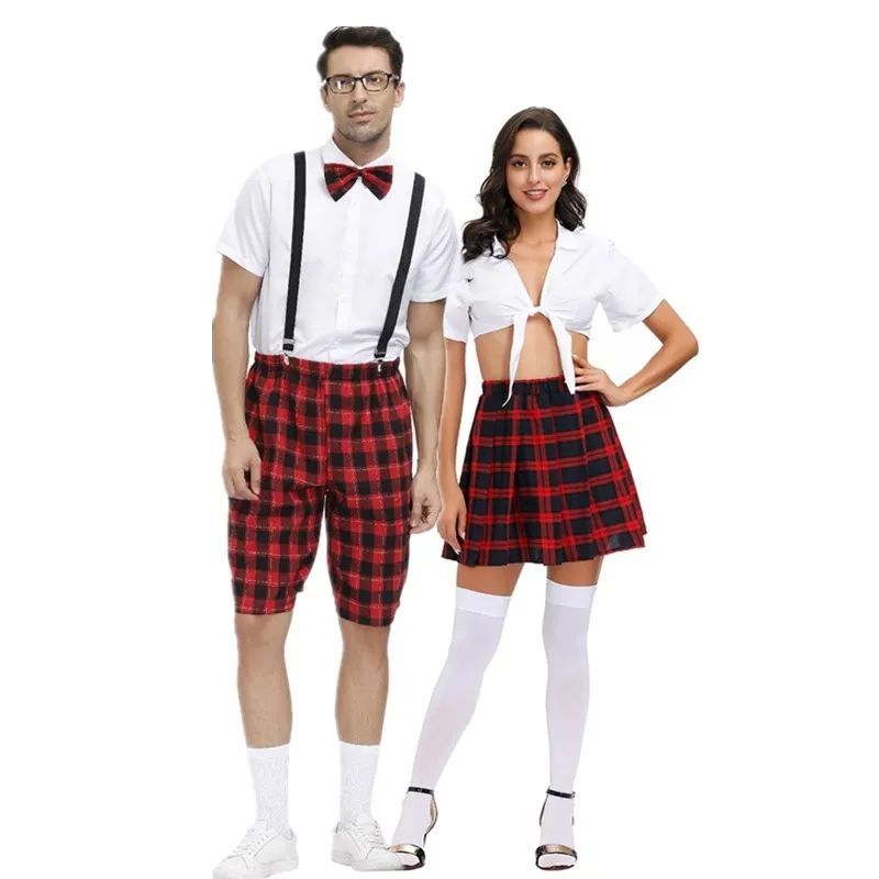 Halloween Sexy British style lattice Student Roleplay Fancy Dress Carnival Party Erotic Nightclub JK Couple Cosplay Costume
Halloween Sexy British style lattice Student Roleplay Fancy Dress Carnival Party Erotic Nightclub JK Couple Cosplay Costume