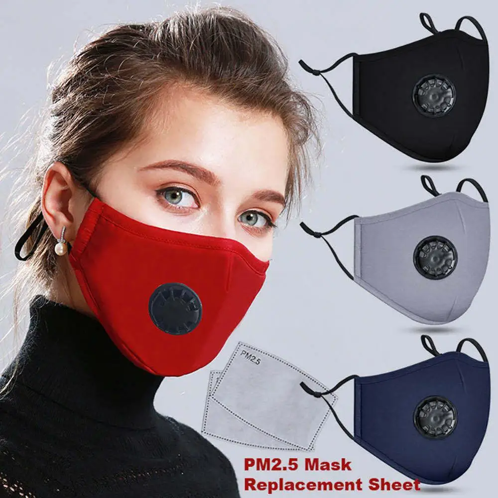 Моющаяся ртовая маска PM2.5 с фильтром клапаном Пылезащитная ветрозащитная
