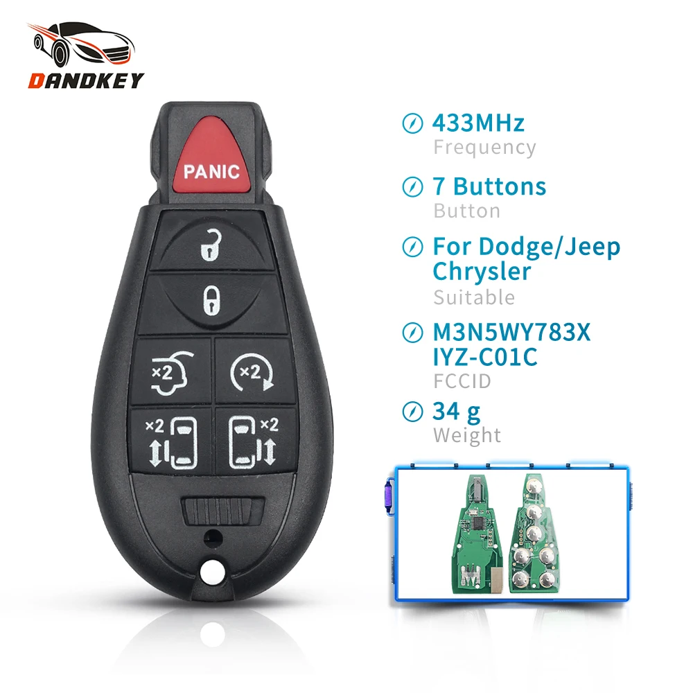 Dandkey M3N5WY783X IYZ-C01C Fob 433Mhz 7 6+1 Buttons Remote Key For Dodge Jeep Chrysler Town & Country 2008 2009 2010 2011 2012
Dandkey M3N5WY783X IYZ-C01C Fob 433Mhz 7 6+1 Buttons Remote Key For Dodge Jeep Chrysler Town & Country 2008 2009 2010 2011 2012