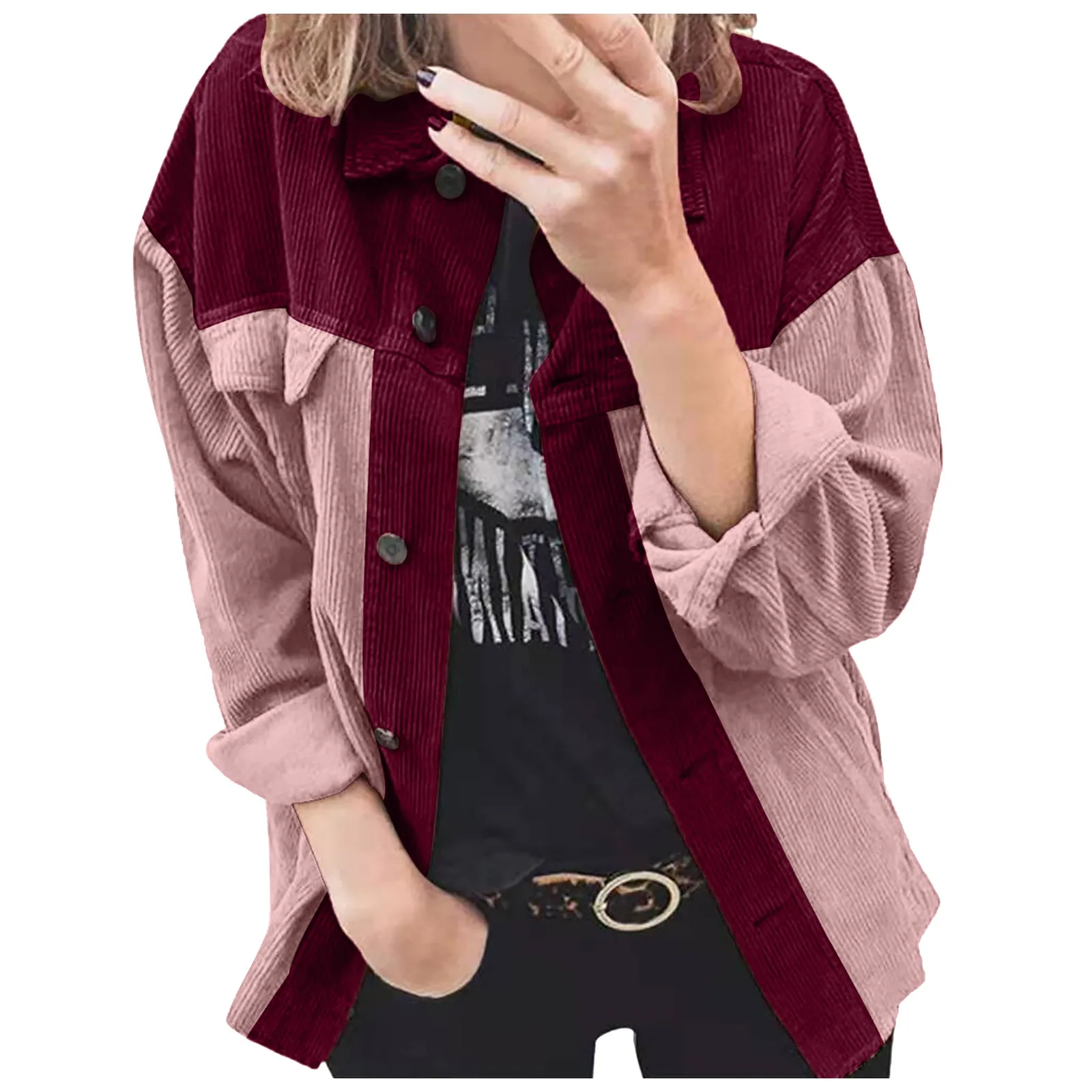 Ladies Jackets Fashion Autumn Winter Corduroy Buttoned Cardigan Long Sleeve Lapel Loose Splicing Shirt Jacket Female Outerwear
Ladies Jackets Fashion Autumn Winter Corduroy Buttoned Cardigan Long Sleeve Lapel Loose Splicing Shirt Jacket Female Outerwear