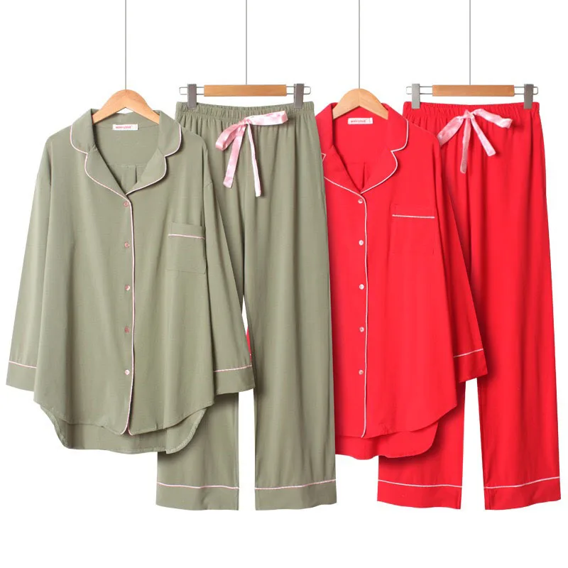 2022 Spring And Autumn New Women Solid Color Simple Style Pajamas Set Ladies Comfort Cotton Large Size Loose Homewear For Femme
2022 Spring And Autumn New Women Solid Color Simple Style Pajamas Set Ladies Comfort Cotton Large Size Loose Homewear For Femme