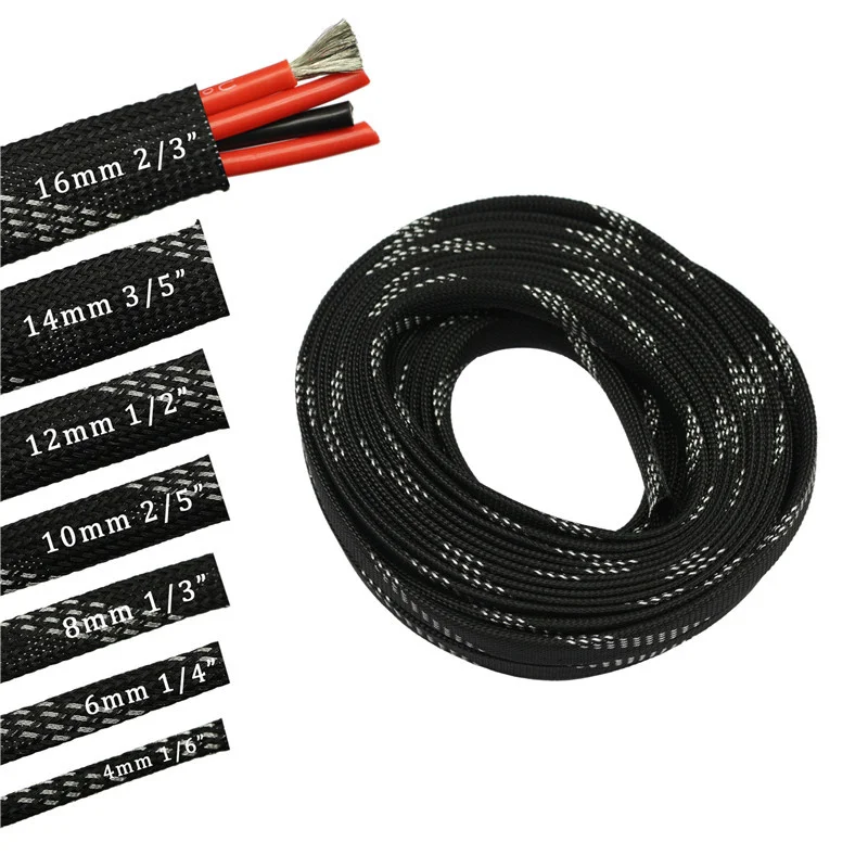 High density braided cable sheath, 100 feet - 30 meters, silver and black, 4, 6, 8, 10, 12, 14 and 16 mm, expandable pet sleeve
High density braided cable sheath, 100 feet - 30 meters, silver and black, 4, 6, 8, 10, 12, 14 and 16 mm, expandable pet sleeve