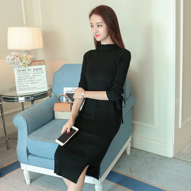 New Elegant Fashion Women Autumn Winter mid-length knitted long-sleeved base sweater dress
New Elegant Fashion Women Autumn Winter mid-length knitted long-sleeved base sweater dress