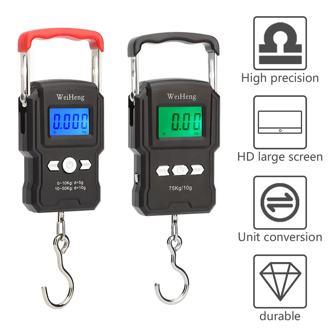 50Kg/5g 75Kg/10g Mini Electronic Hanging Scale Digital Scale Fishing Luggage Travel Weighting Steelyard Hook Kitchen Weight
50Kg/5g 75Kg/10g Mini Electronic Hanging Scale Digital Scale Fishing Luggage Travel Weighting Steelyard Hook Kitchen Weight