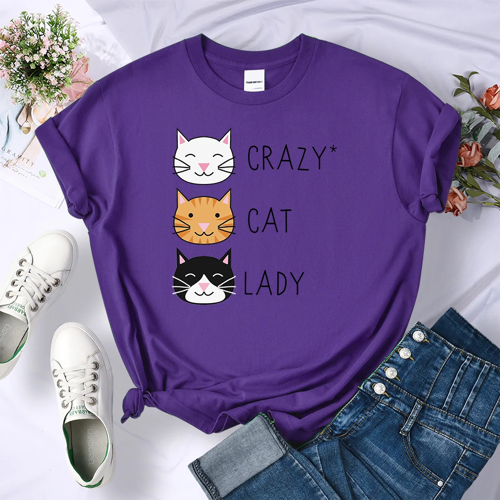 Сумасшедшая женщина-кошка милые футболки в стиле хип-хоп женская модная