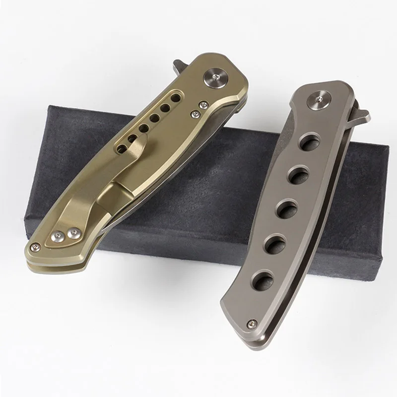 Quick Open Folding Knife Flipper D2 Blade TC4 Titanium Alloy Handle Camping Outdoor Survival Fruit Knife Practical Knife EDC
Quick Open Folding Knife Flipper D2 Blade TC4 Titanium Alloy Handle Camping Outdoor Survival Fruit Knife Practical Knife EDC