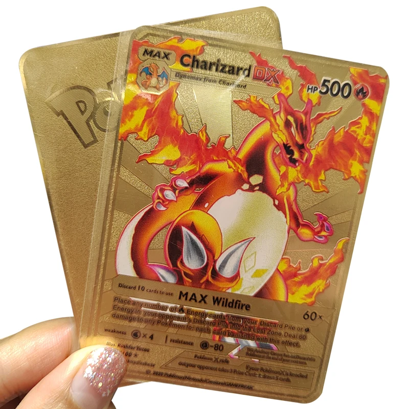 Pokemon Gold Metal Card HP English Game Anime Battle Card Charizard Pikachu Mewtwo Collection Action Figure Model Child Toy Gift
Pokemon Gold Metal Card HP English Game Anime Battle Card Charizard Pikachu Mewtwo Collection Action Figure Model Child Toy Gift