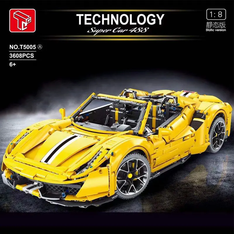 T5005 высокотехнологичные идеи суперкар желтый 488 Фисташка спортивный автомобиль 1:8 модель супер гоночный автомобиль строительные блоки 3608 ш...
T5005 высокотехнологичные идеи суперкар желтый 488 Фисташка спортивный автомобиль 1:8 модель супер гоночный автомобиль строительные блоки 3608 ш...