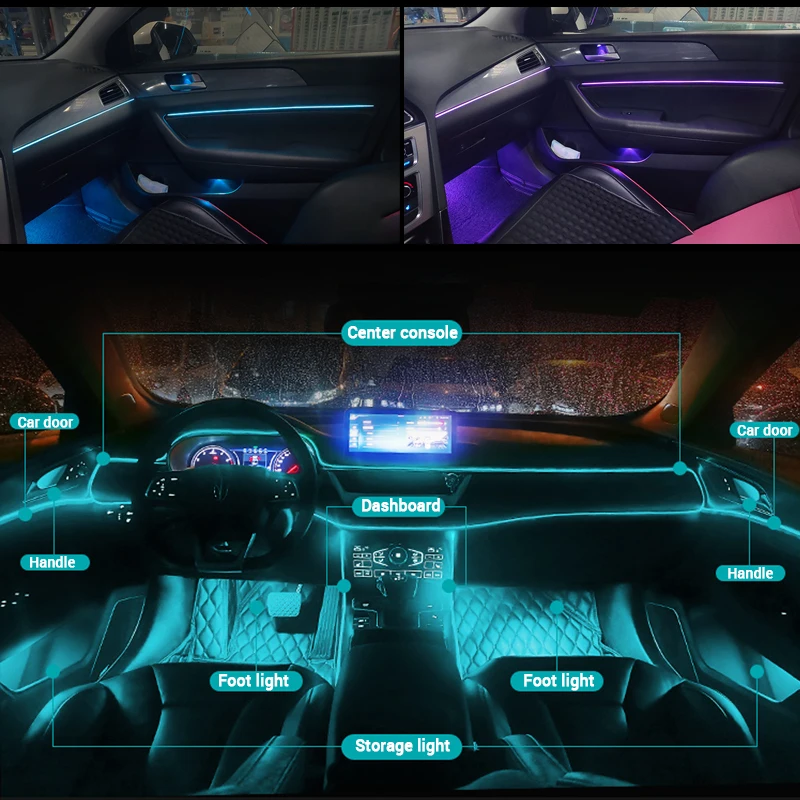 Автомобильный интерьер оптические акриловые полосы RGB декоративная окружающая