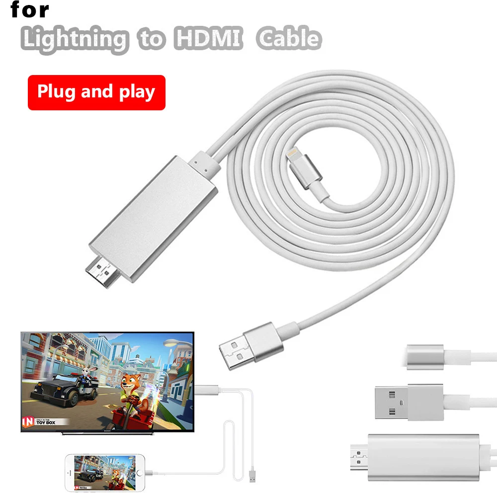 Для Lightning-HDMI кабель HDTV TV цифровой av-адаптер 2 м USB HDMI 1080P смарт-конвертер для Apple IPhone