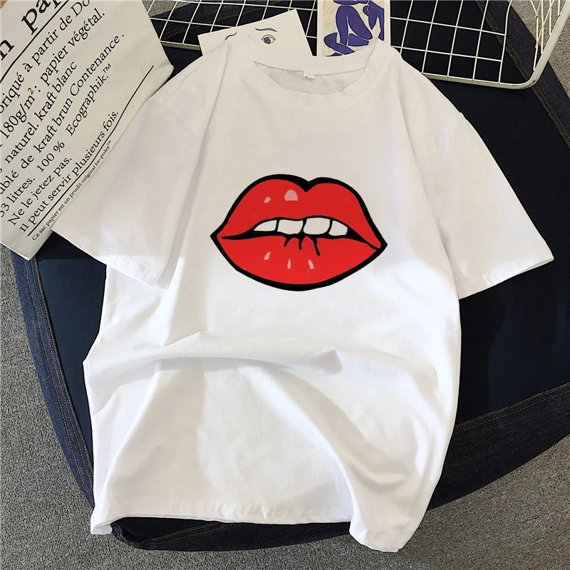 Big red Lips women t-shirt summer short sleeve Tshirt Women Kawaii Red lips Tumblr Harajuku Aesthetic white Top Tees tshirt
Big red Lips women t-shirt summer short sleeve Tshirt Women Kawaii Red lips Tumblr Harajuku Aesthetic white Top Tees tshirt