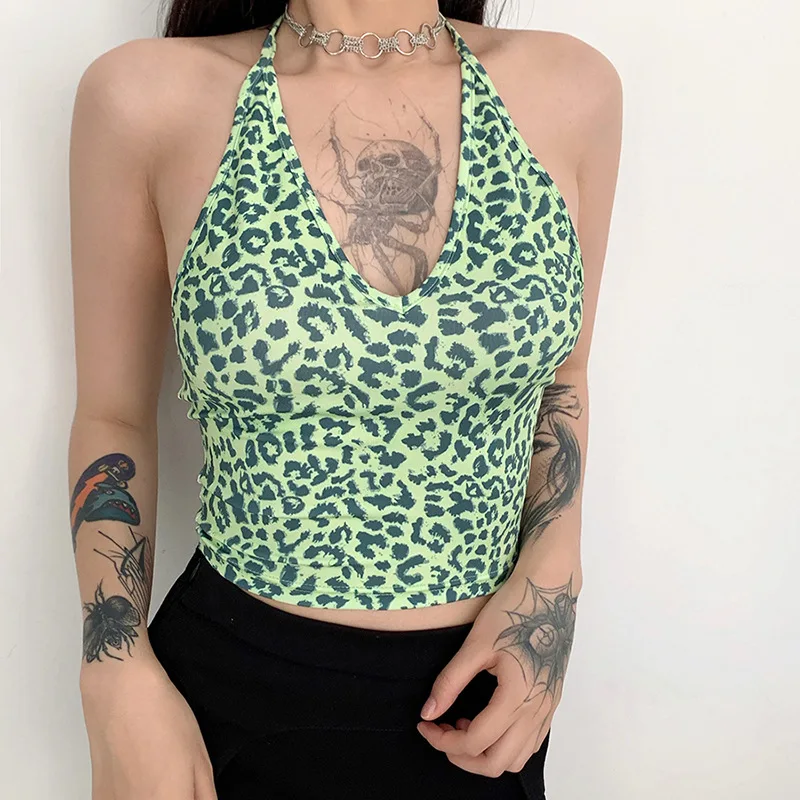 Summer Tank Tops Leopard U-Neck Printing Halterneck Slim Fit Sexy Camisole Sleeveless Sling Type Female Street Casual Fashion
Summer Tank Tops Leopard U-Neck Printing Halterneck Slim Fit Sexy Camisole Sleeveless Sling Type Female Street Casual Fashion