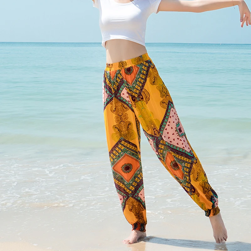 Summer New Vintage Boho Bloomers 2021 High Waist Loose Floral Print Long Women Trousers Casual Lady Holiday Beach Pants FC922 
Summer New Vintage Boho Bloomers 2021 High Waist Loose Floral Print Long Women Trousers Casual Lady Holiday Beach Pants FC922