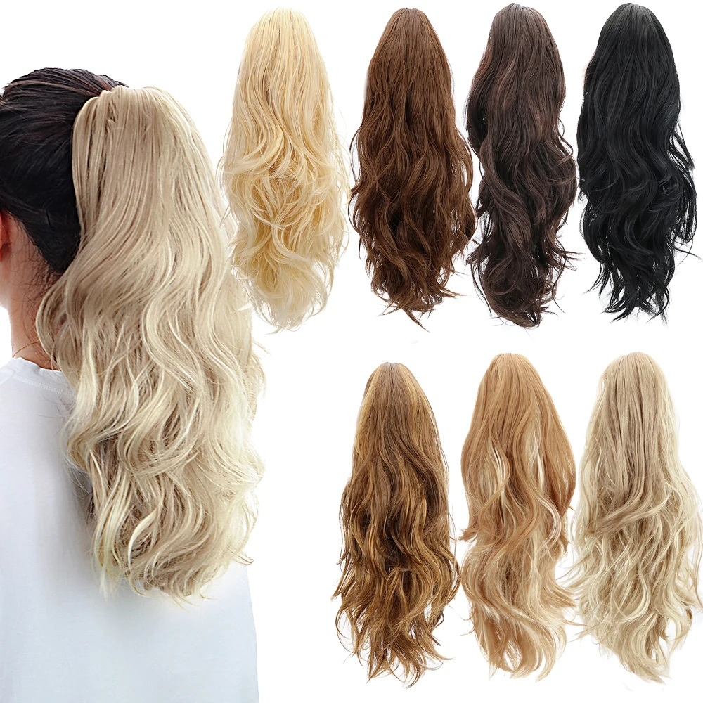 

Free Beauty 18" Synthetic Claw Clip In Ponytail Hair Extensions Blonde Long Wavy Jaw Pony Tail Extension Drawstring Wrap Around