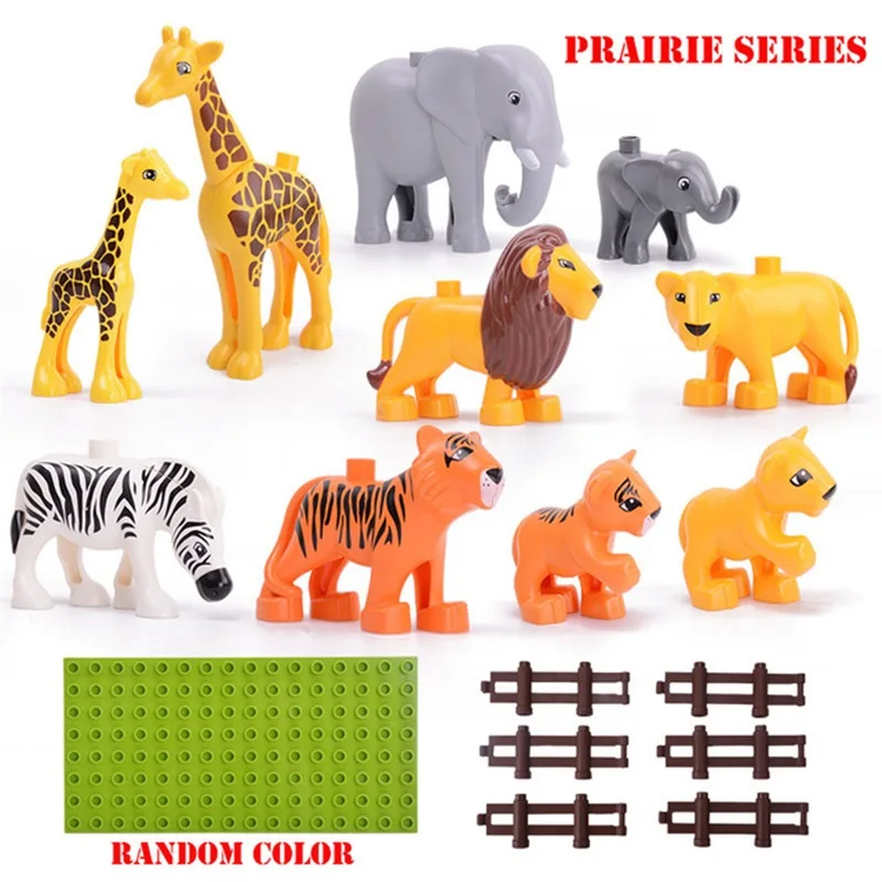 50pcs Kind Animals Colours Big Size Jungle Poultry Prairie Building Blocks Dinosaur Marine animal Bricks Toys For Kids | Игрушки и хобби