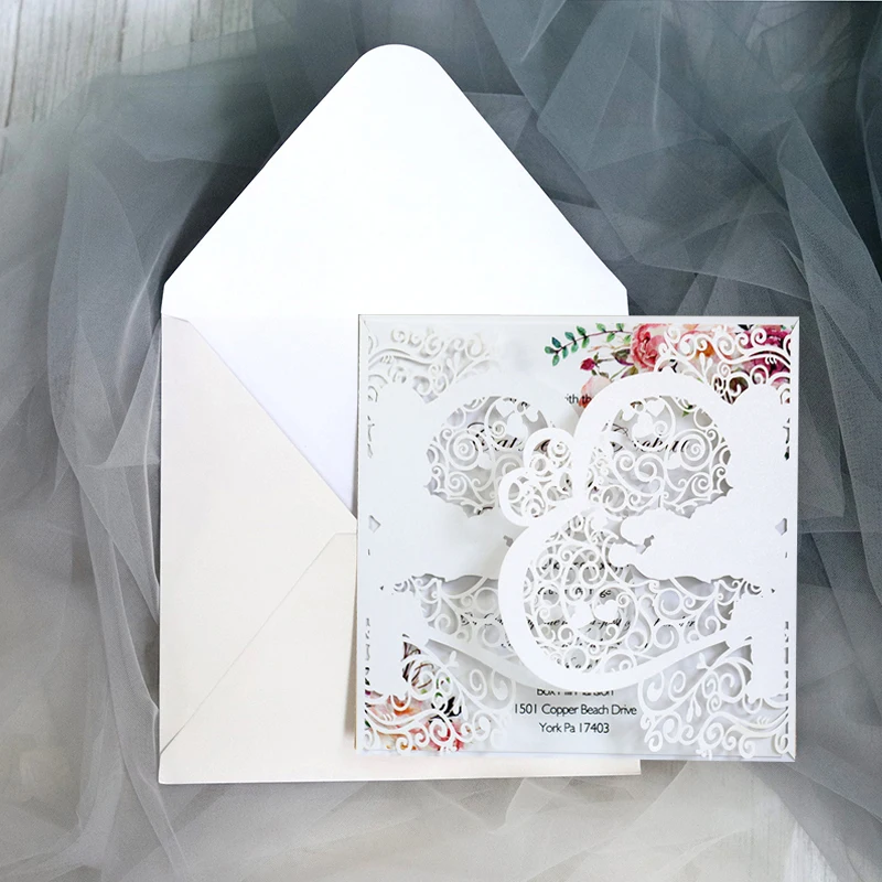 50pcs Heart Bride And Groom Laser Cut Wedding Invitation Card Flora Greeting Card Customized Party Wedding Decoration Supplies
50pcs Heart Bride And Groom Laser Cut Wedding Invitation Card Flora Greeting Card Customized Party Wedding Decoration Supplies