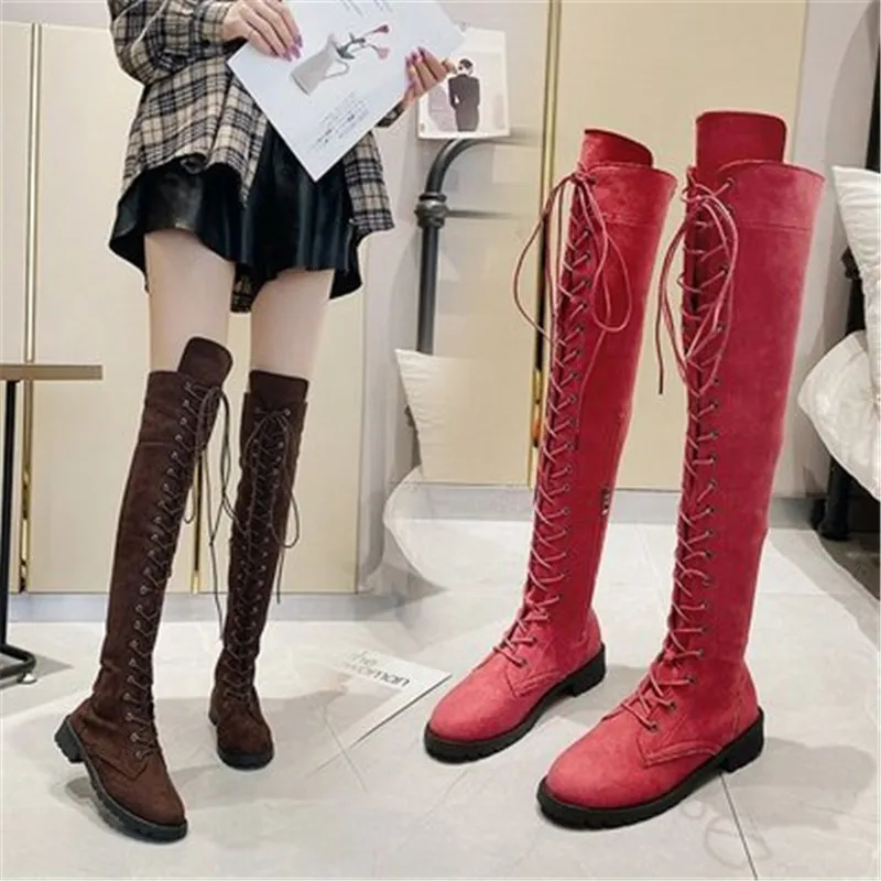 Sexy Lace Up Over Knee Boots Women rome style Boots Women Flats Shoes Woman suede long Boots Winter Thigh High Boots 34-43 Black
Sexy Lace Up Over Knee Boots Women rome style Boots Women Flats Shoes Woman suede long Boots Winter Thigh High Boots 34-43 Black