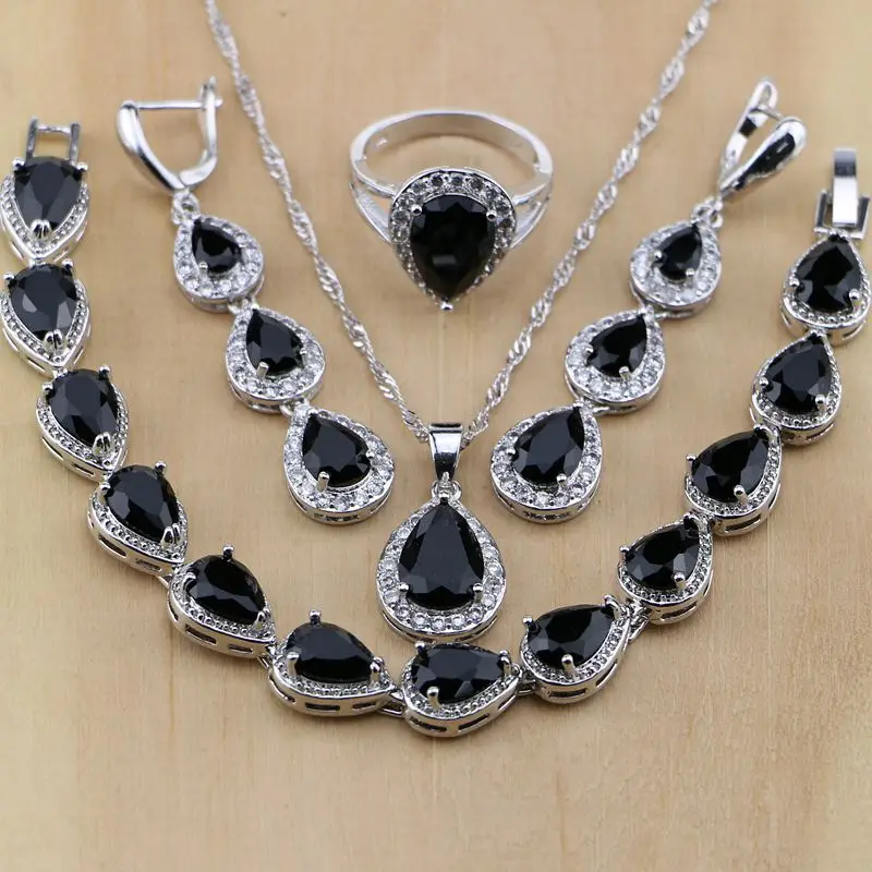 925 Sterling Silver Jewelry Black CZ White Zircon Jewelry Sets For Women Long Earrings/Pendant/Necklace/Rings/Bracelet
925 Sterling Silver Jewelry Black CZ White Zircon Jewelry Sets For Women Long Earrings/Pendant/Necklace/Rings/Bracelet