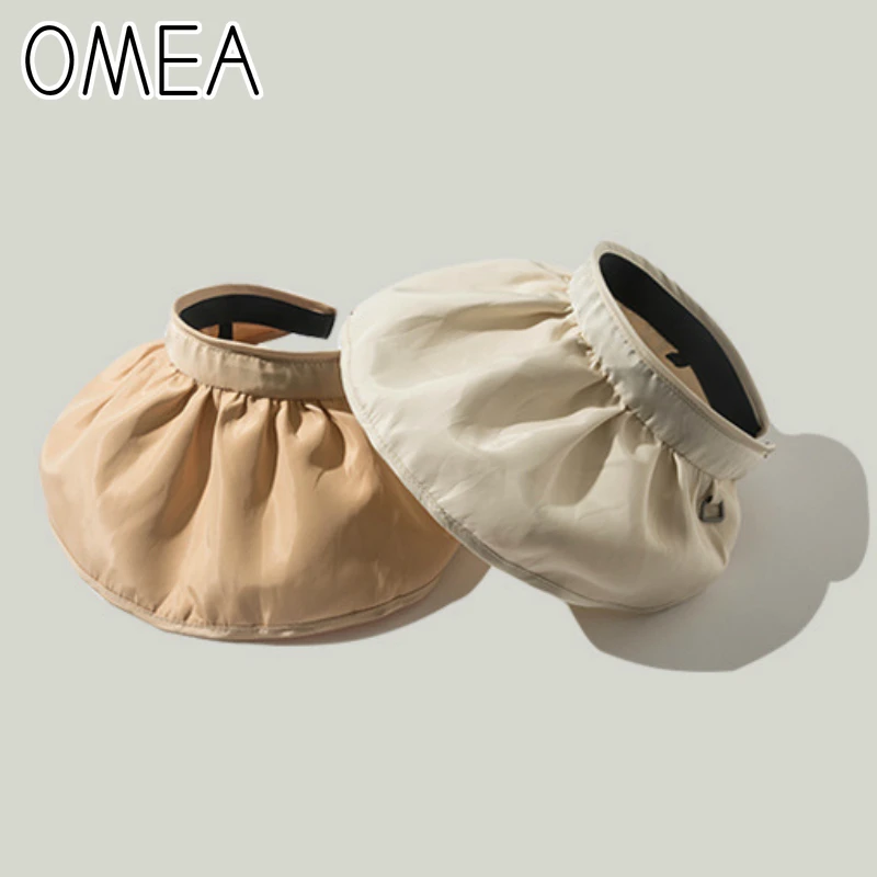 

OMEA Visors Hat Summer Korean Women Sun Protection Fashion Fisherman Hat Adjustable UV Protection Wide Brim Floppy Hat Beach Hat