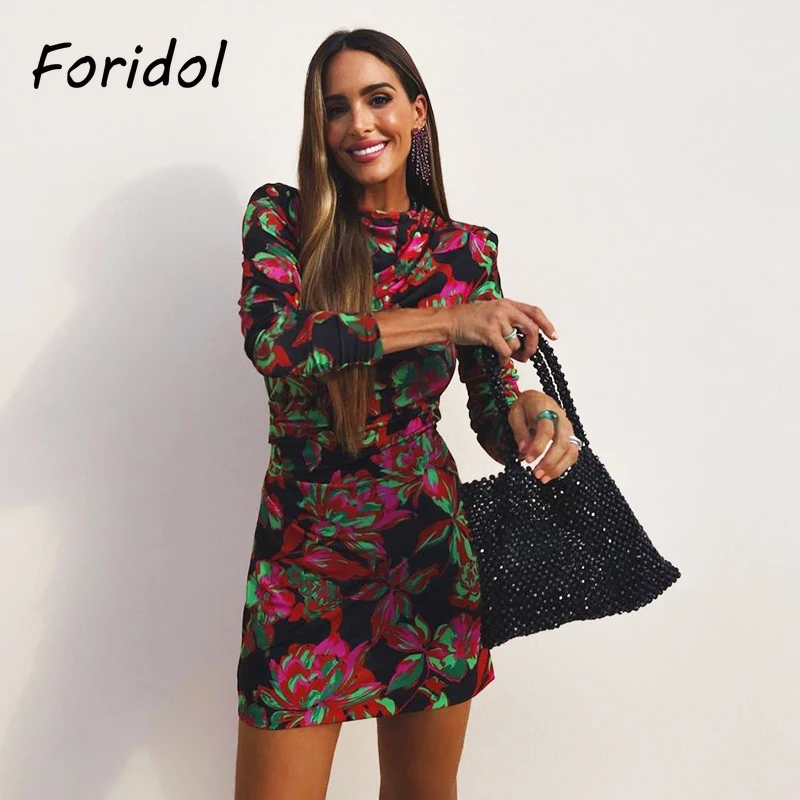 Foridol Flower Print Ruched Bodycon Mini Party Dress Black Women Long Sleeve O Neck Autumn Winter Dress Vestido De Fiesta 2021
Foridol Flower Print Ruched Bodycon Mini Party Dress Black Women Long Sleeve O Neck Autumn Winter Dress Vestido De Fiesta 2021