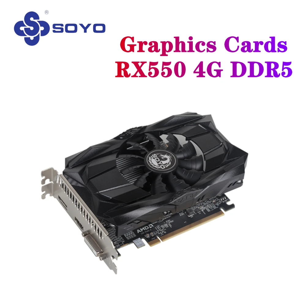 

Full New AMD GPU Radeon RX 550 4G GDDR5 14nm Computer PC Gaming Video Cards HDMI-compatible+DP+DVI 128Bit Graphics Card