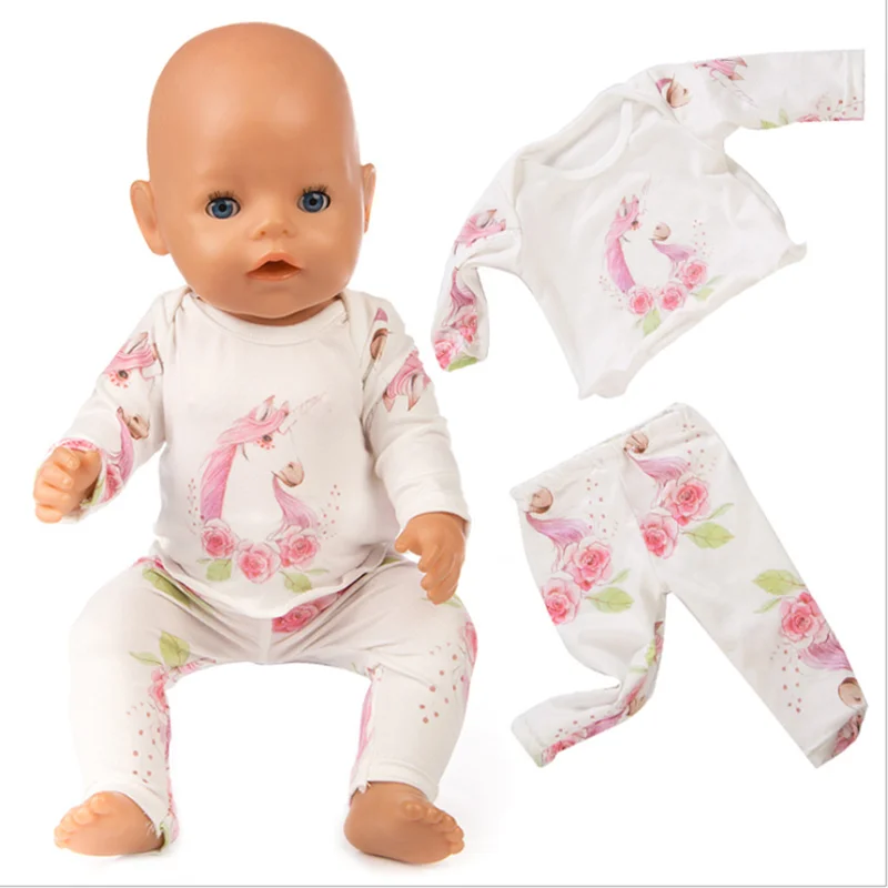 Fit 17 inch 43cm Baby New Born Doll Clothes Accessories Flamingo cactus ostrich Pajama Two Piece Suit For Baby Birthday Gift 
Fit 17 inch 43cm Baby New Born Doll Clothes Accessories Flamingo cactus ostrich Pajama Two Piece Suit For Baby Birthday Gift