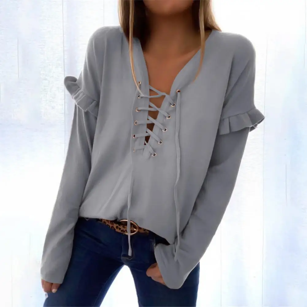 Women's Blouse Long Sleeve Lace Up Women Ruffle Bandage Knitwear Pullover Top for Spring Lady Vintage Casual Shirt Tops 3 Colors
Women's Blouse Long Sleeve Lace Up Women Ruffle Bandage Knitwear Pullover Top for Spring Lady Vintage Casual Shirt Tops 3 Colors