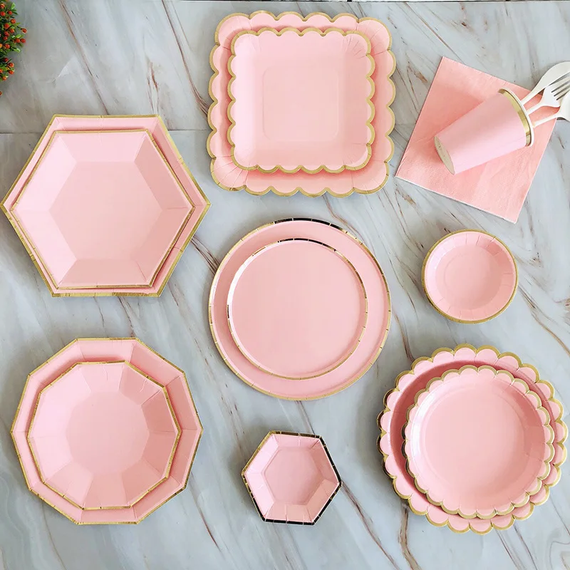 Pink theme tableware wedding girl Birthday party supplies child cake plate Disposable tableware set party paper plate set 40pc
Pink theme tableware wedding girl Birthday party supplies child cake plate Disposable tableware set party paper plate set 40pc