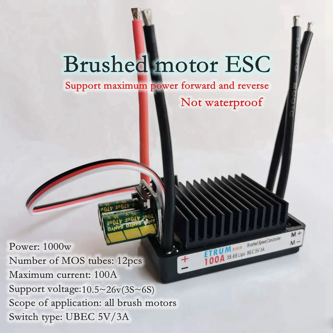 ETRUM Bidirectional Brushed ESC 1000w Brushed Motor Electronic Speed Control For 10.5v~26v(3D~6S) Boat Or Car Model UBEC Power S
ETRUM Bidirectional Brushed ESC 1000w Brushed Motor Electronic Speed Control For 10.5v~26v(3D~6S) Boat Or Car Model UBEC Power S