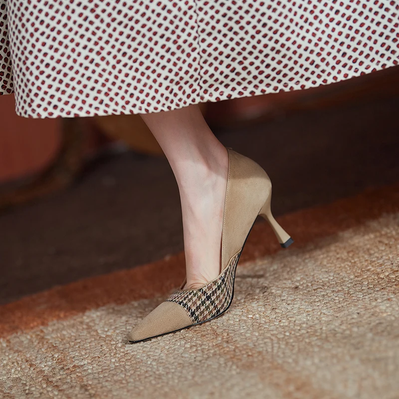 Women Shoes natural leather pumps 22-24.5cm Sheep suede+Houndstooth stitching Pigskin lining sheepskin insoles women heels
Women Shoes natural leather pumps 22-24.5cm Sheep suede+Houndstooth stitching Pigskin lining sheepskin insoles women heels
