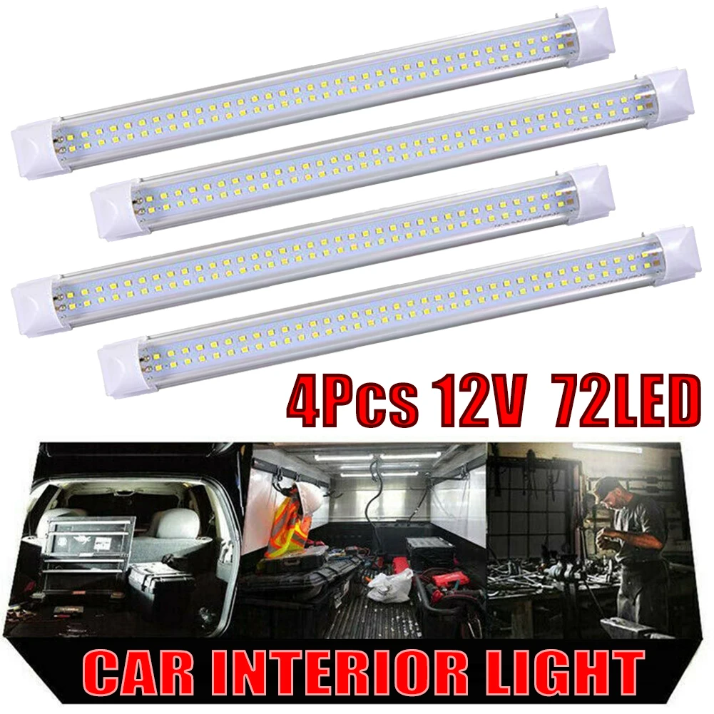 4X 72 LED Interior Light Strip Bar Car Van Bus Caravan ON/OFF Switch 12V 12 VOLT Van Interior Ceiling Lighting White Lamp
4X 72 LED Interior Light Strip Bar Car Van Bus Caravan ON/OFF Switch 12V 12 VOLT Van Interior Ceiling Lighting White Lamp