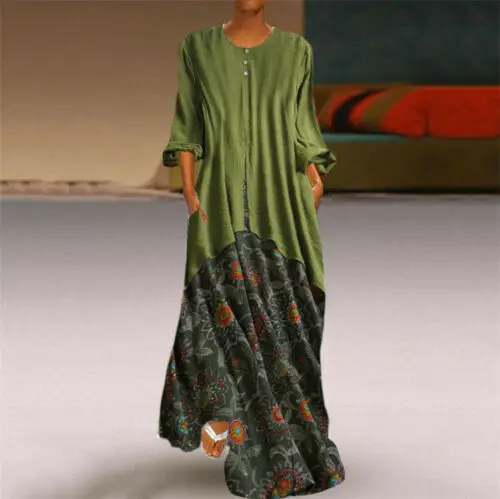Хит продаж элегантное платье с цветочным принтом Ethnic широкие длинное Женская