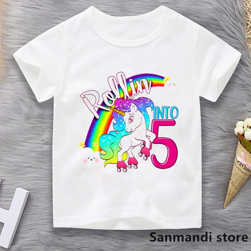 Rollin To 5th Birthday Gift T Shirt Girls/Boys Kids Clothes Rainbow Unicorn Tshirt Summer Tops 3-13th Years Toddler Clothing
Rollin To 5th Birthday Gift T Shirt Girls/Boys Kids Clothes Rainbow Unicorn Tshirt Summer Tops 3-13th Years Toddler Clothing