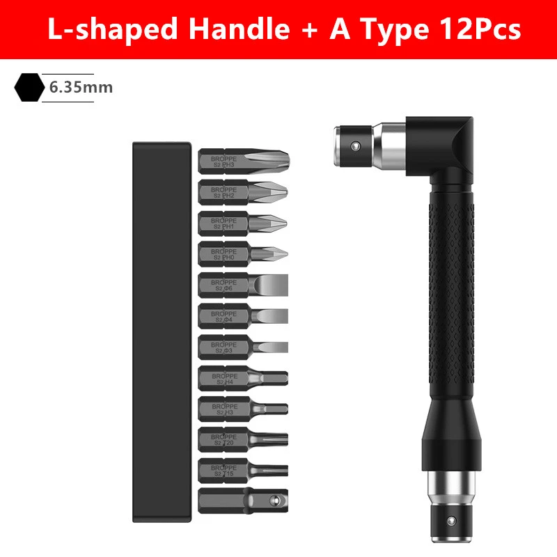 BROPPE 90 Degree Right Angle Bit Turner Elbow Screwdriver 1/4 Inch S2 Alloy Steel Magnetic Socket Wrench Screwdriver
BROPPE 90 Degree Right Angle Bit Turner Elbow Screwdriver 1/4 Inch S2 Alloy Steel Magnetic Socket Wrench Screwdriver