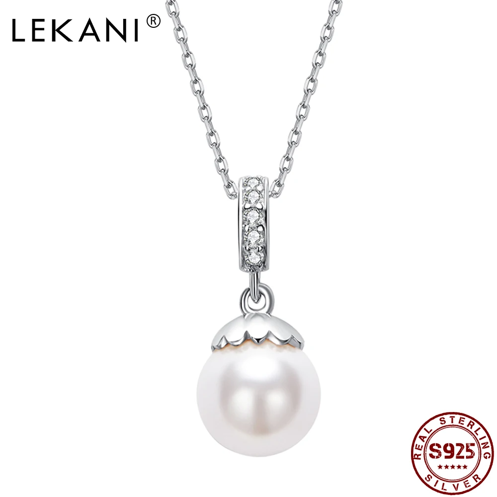 LEKANI 925 Sterling Silver White Crystal Pearl Pendant with Cubic Zirconia Necklaces For Elegant Women Hot Selling Fine Jewelry
LEKANI 925 Sterling Silver White Crystal Pearl Pendant with Cubic Zirconia Necklaces For Elegant Women Hot Selling Fine Jewelry