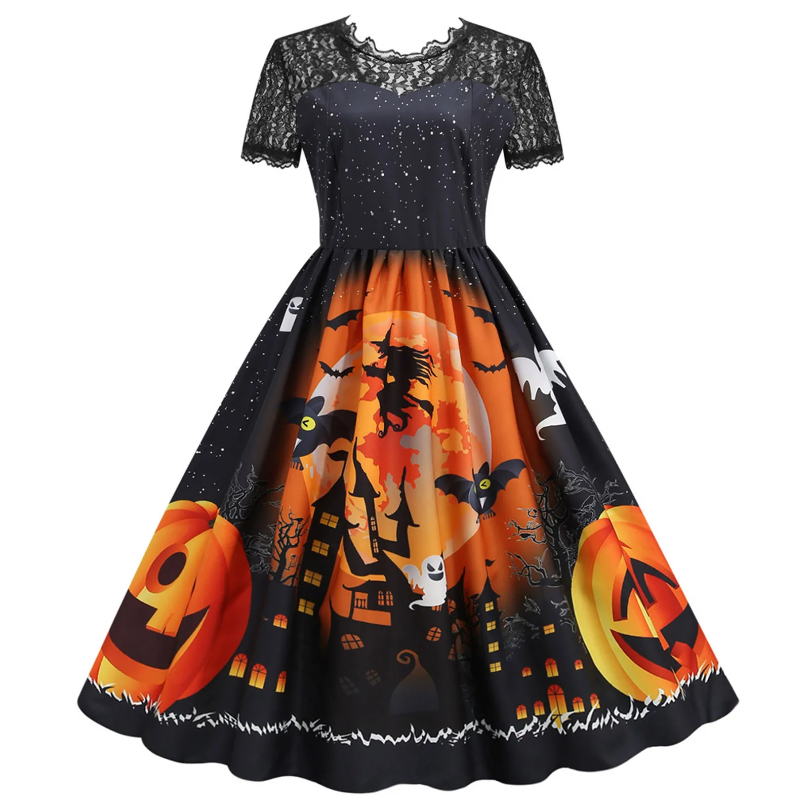 Vintage Y2K Dresses Women Short Sleeve Skull Pumpkin Print Dress 1950s Housewife Halloween Evening Swing Party Prom Dress A40
Vintage Y2K Dresses Women Short Sleeve Skull Pumpkin Print Dress 1950s Housewife Halloween Evening Swing Party Prom Dress A40
