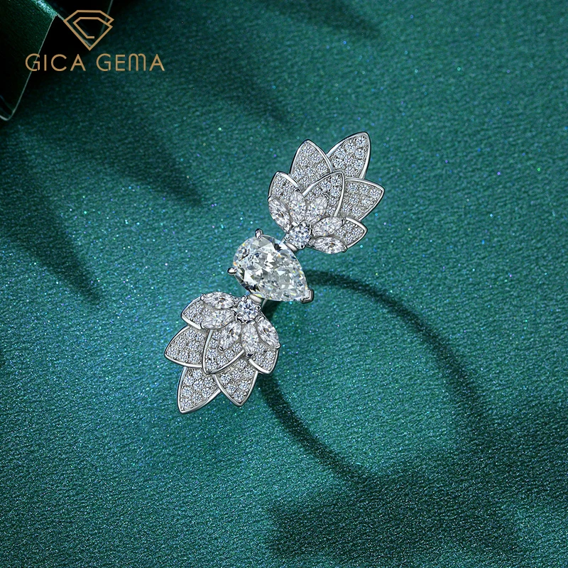 GICA GEMA 925 Sterling Silver 7*10mm Water Drop High Carbon Diamond Leaf Rings For Women Sparkling Wedding Party Fine Jewelry
GICA GEMA 925 Sterling Silver 7*10mm Water Drop High Carbon Diamond Leaf Rings For Women Sparkling Wedding Party Fine Jewelry