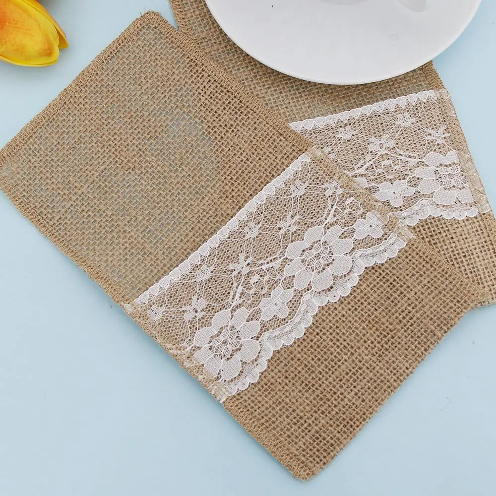 Burlap Jute Lace Party Wedding Cutlery Bag Tableware Holder Fork Knife Pocket
Burlap Jute Lace Party Wedding Cutlery Bag Tableware Holder Fork Knife Pocket