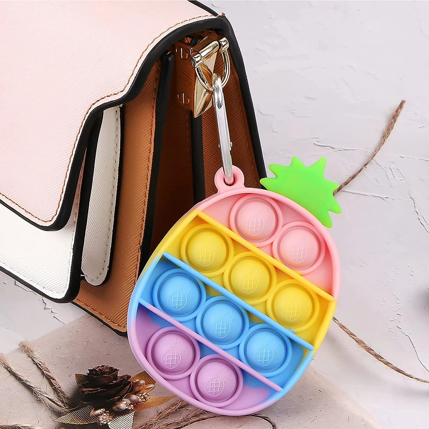 School Bag Keychain Fidget Toys For Children Anti-Stress Pineapple Animal Silicone Cute Bag Keys Pendant Oranment
School Bag Keychain Fidget Toys For Children Anti-Stress Pineapple Animal Silicone Cute Bag Keys Pendant Oranment