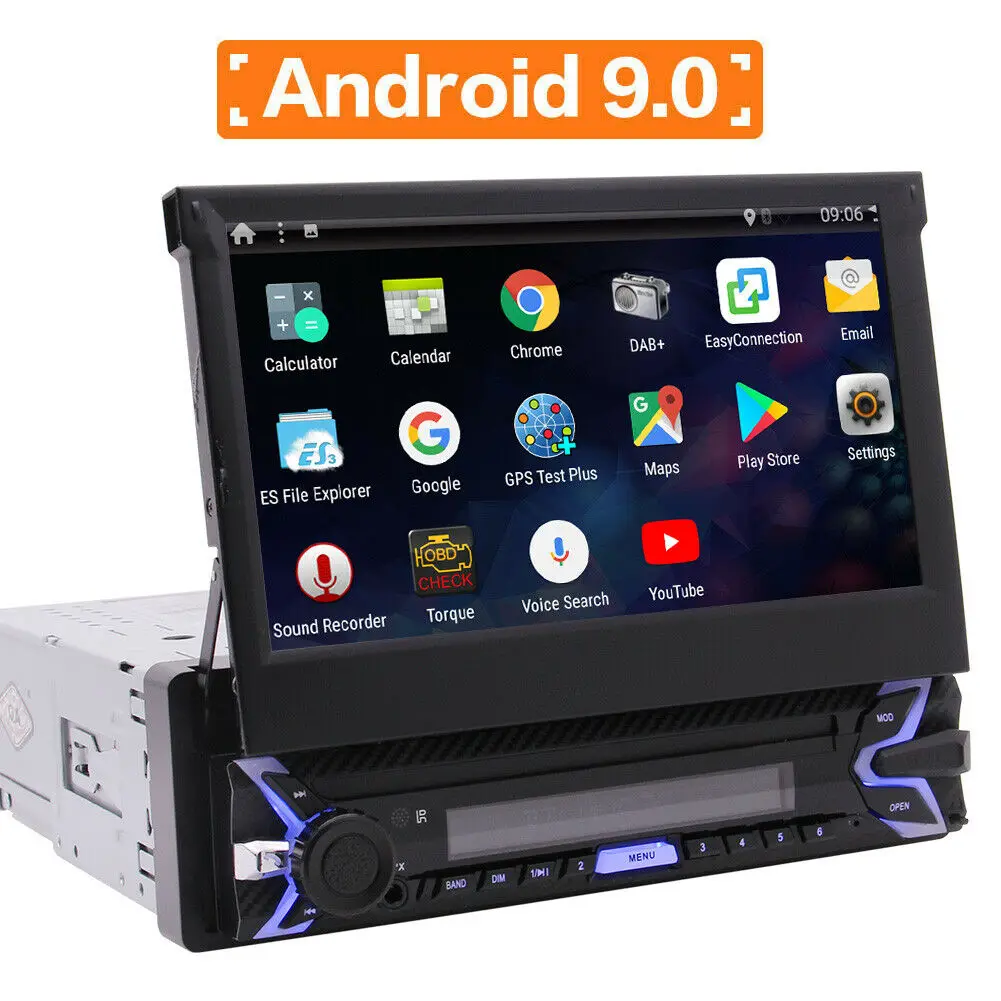 

Single Din Android 9.0 Q Car Stereo 7" Touchscreen Bluetooth GPS Radio InDash 1 Din Auto FM AM RDS Support SWC Mirror Link WiFi