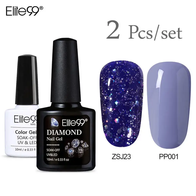 Elite99 накладные ногти покрытие 2 шт. комплект Однотонная одежда био-Гели Soak Off УФ